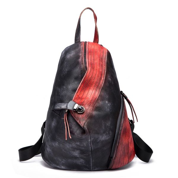

rucksack travel daypack casual women men brush color bag retro knapsack cowhide genuine leather backpack t200323