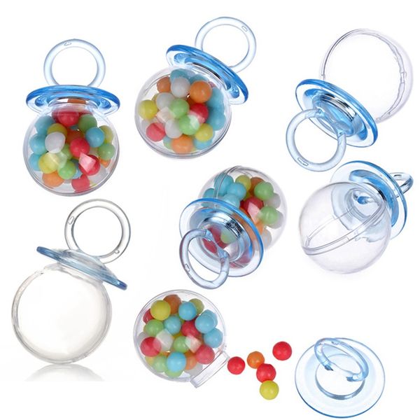 

12pcs/set grade transparent plastic candy box baby full moon age return gift creative pacifier candy box wedding decoration