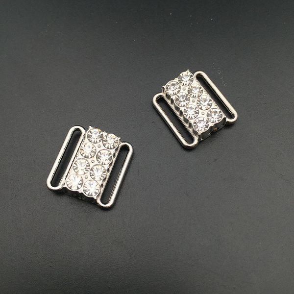 

12mm bikini conector bikini rhinestone buckles front closure clips nickel and ferrous free, Black