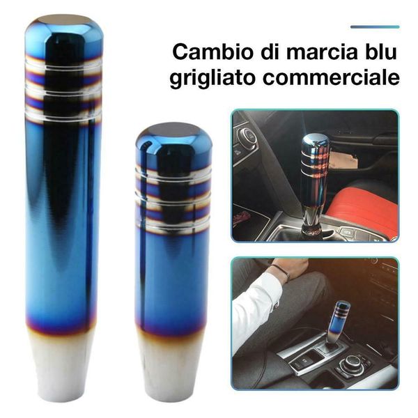 

blue car decoration universal aluminum leather gear shift knob shifter lever head