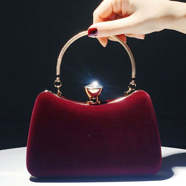 

xianjian elegant velvet handbag purple prom party evening bag clutches purse bridal clutches with gold handle
