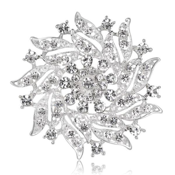 

2 inch silver plated clear rhinestone crystal diamante engagement brooch pin, Gray