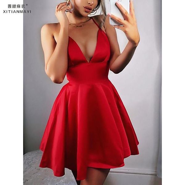 

formal dress women v-neck spaghetti strap woman party night dresses elegant ladies a-line evening short mini dress robe d30, Black;gray