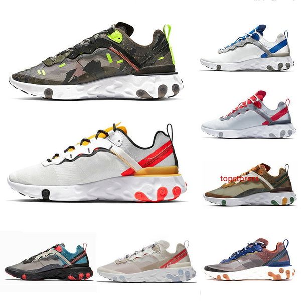 

react element 87 x uvdercover 55 mens running shoes tour yellow camo olive men women triple black white taped seams trainers sports sneakers