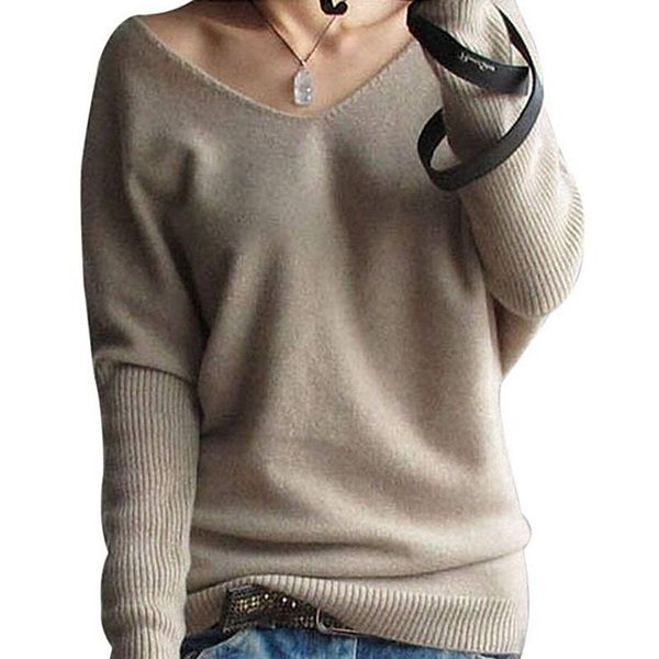 

fashion sweater women v neck winter warm batwing sleeve solid knitted sweater pullover loose casual casaco feminino, White;black