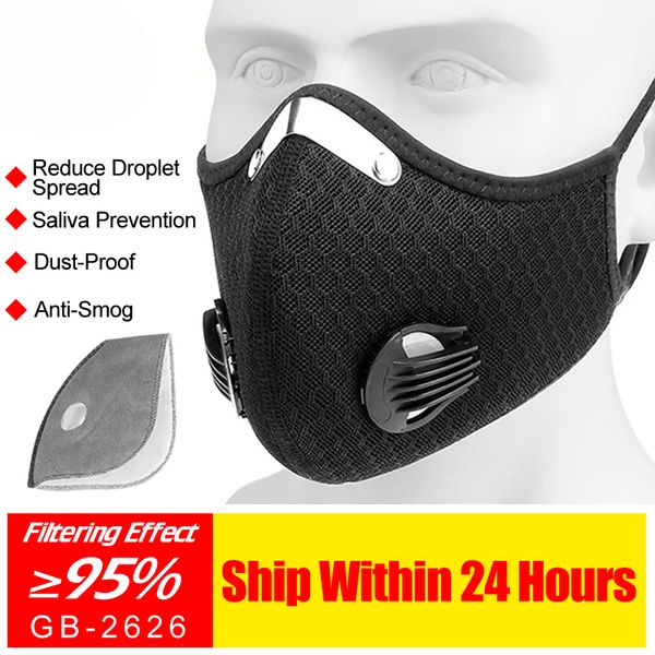 

cycling face mask anti-pollution filter sports masks pm 2.5 activated carbon breathing valve mtb mask with filter