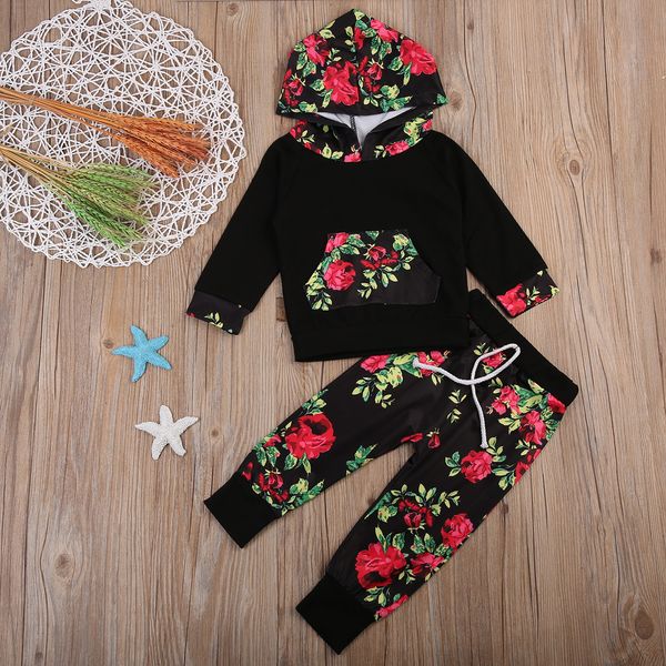 

new baby boys girls outfits flower clothes shirt long sleeve +pants set warm winter autumn cotton soft clothing, White
