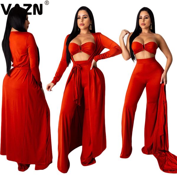 

vazn sn3685 fashion high 3 piece women set full sleeve x-long coats 2piece underwears new beach chiffon beach set, White