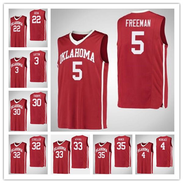 

Oklahoma Sooners 2 Chris Giles 20 Kameron McGusty 21 Kristian Doolittle 22 Patrick Geha 3 Khadeem Lattin Red College Basketball Jersey