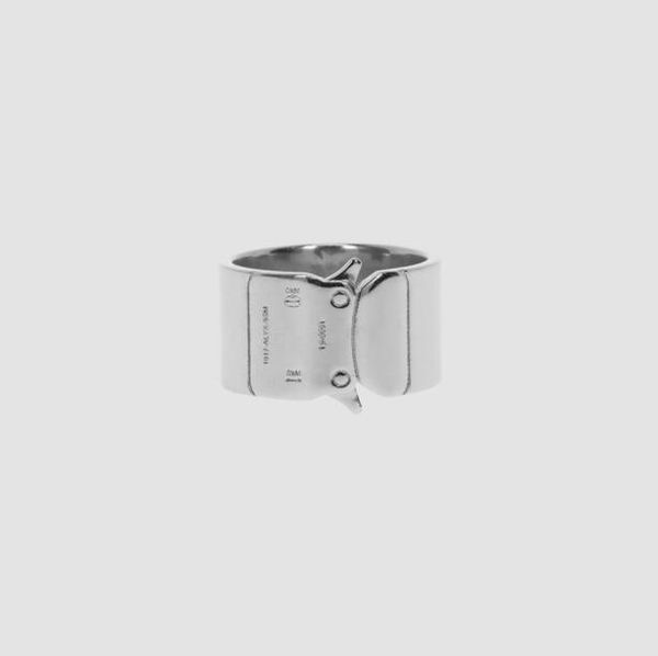 1017 ALYX STUDIO LOGO New Buckle Ring Functional wind lettering Silver Ring hip hop moda uomo e donna anelli