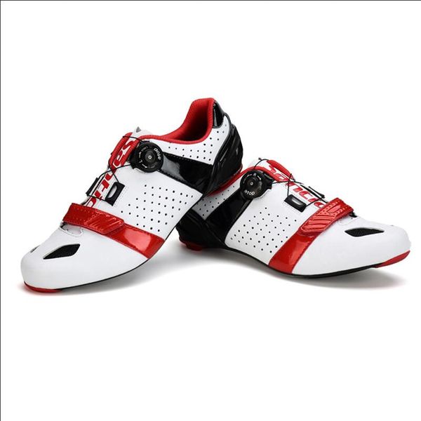 

santic road cycling shoes ultralight carbon fiber sole professional road bicycle shoes auto-lock bike sapatilha ciclismo, Black