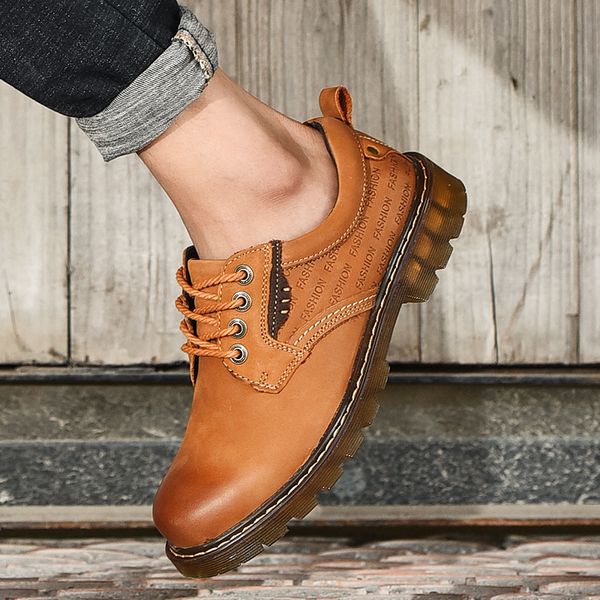 

genuine leather men shoes oxfords fashion foot soft cowhide lace up breathable casual shoes men loafers outdoor male footwear o4, Black