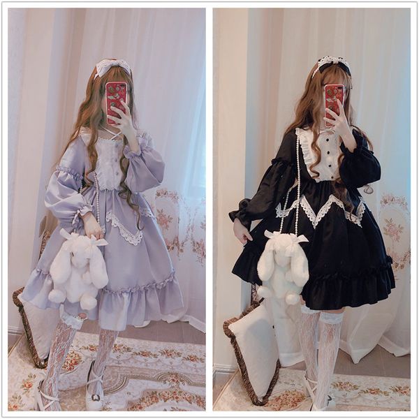 

vintage sweet lolita dress kawaii girl lace victorian dress party princess gothic lolita op cosplay loli op, Black;red