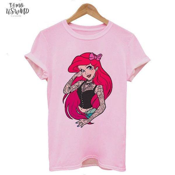 

summer for women 2020 harajuku thin section fashion t shirt funny tattoo princess streetwear leisure letter printed tshirt, White