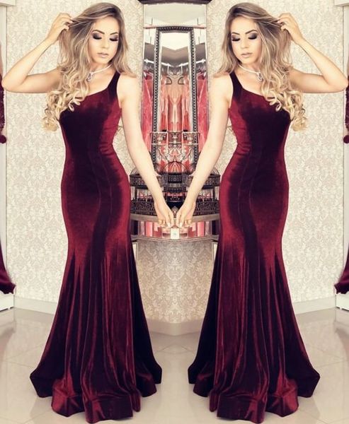 

velvet prom dresses red carpet stylish dresses evening wear formal gowns one shoulder mermaid backless long cheap, Black
