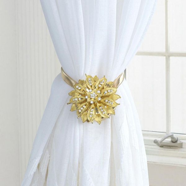 

rhinestone flower magnetic curtain buckle tieback holdback drape holder decor