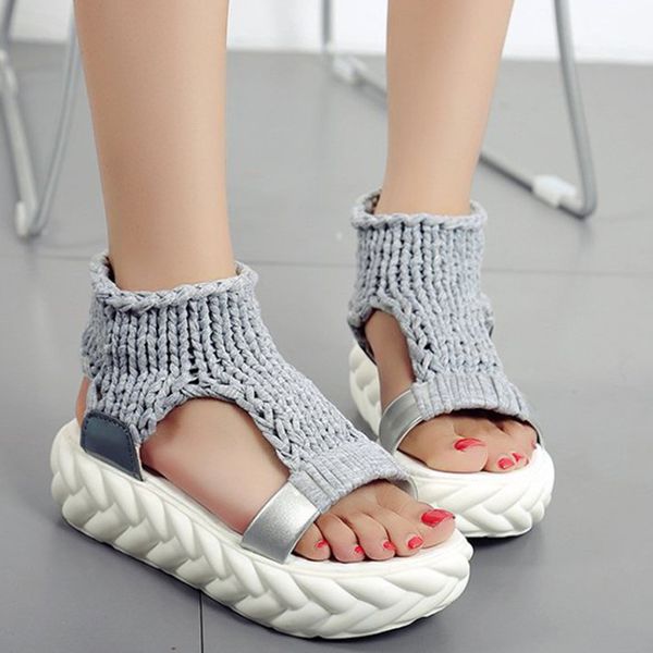 

women fashion sandals 2020 summer woolen sandals platform open toe casual shoes lady sandalias mujer white black brown
