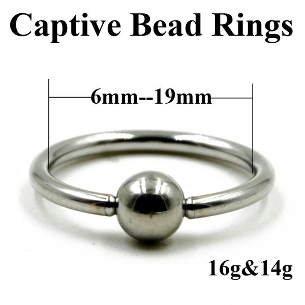 

10 pieces extra large size surgical steel captive bead ring septum nose hoop ring ear tragus cartilalge labia piercing 16g, Slivery;golden