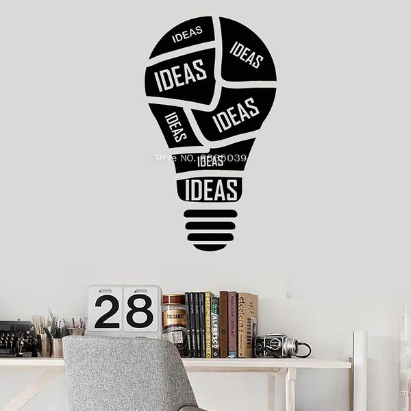 Light Bulb Ideas Vinyl Wall Decal Brain Teamwork Office Style Stickers Art Mural Business Wallpapers Interior Removable Cheap Tree Wall Decals Cheap