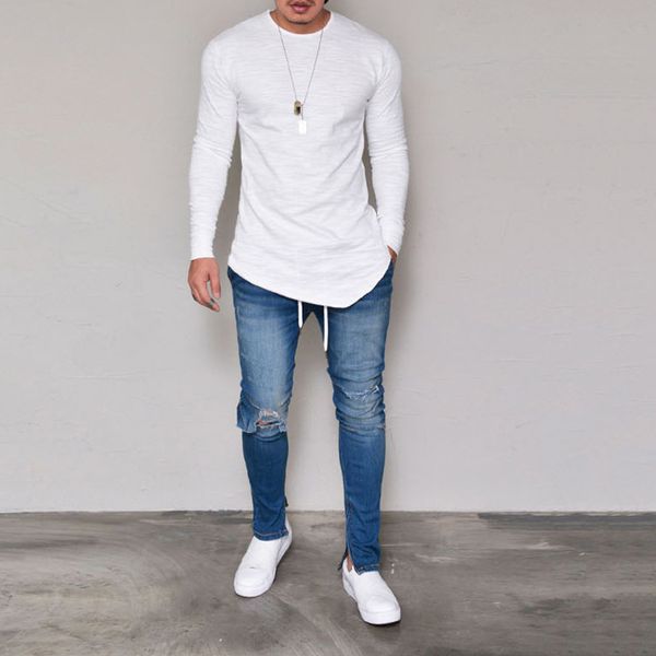 

mens designer long sleeve bottoming shirt youth solid color casual 2020 spring new trend fashion style wholesale 4 colors, White;black