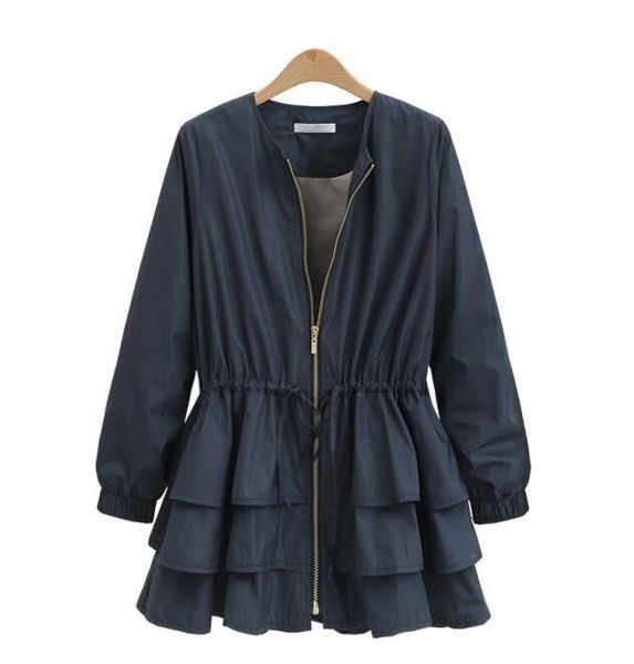 

2018 spring autumn new women slim fit long sleeve long trench coat women thin coat women's clothing plus size xl-xxxxl, Tan;black