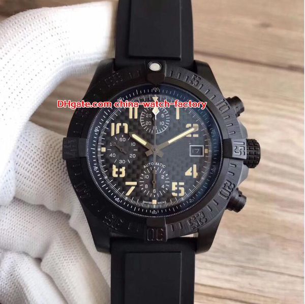 

2 style luxury watch maker 48mm superavenger ii black pvd case chronograph swiss eta 7750 movement automatic mens watch watches, Slivery;brown