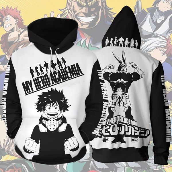 

my boku no hero academia 3d printed hoodie hooded coat jacket pullover streetwear sportswear sweatshirt cosplay costume, Black