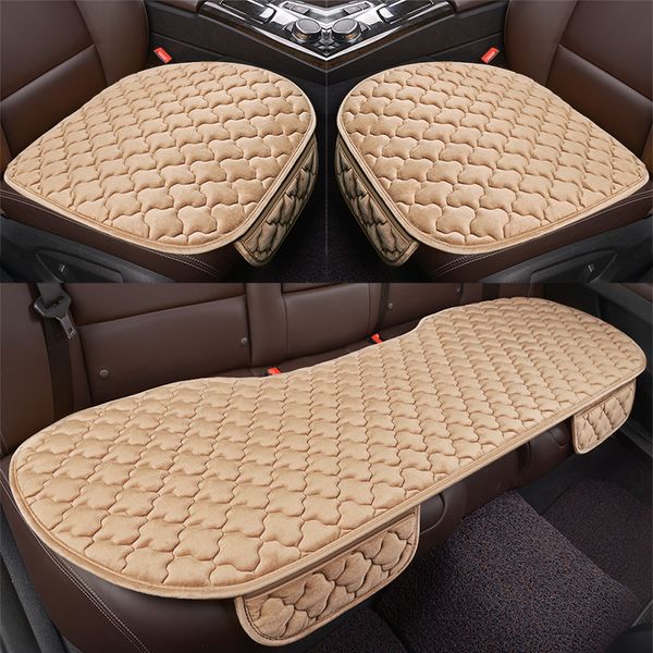 

warm velvet car seat cover universal front back rear cushion chair pad car supplies 5 seats non-slip plush seat protector