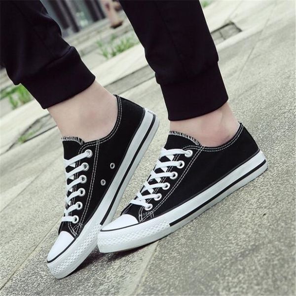 

men casual shoes brand 2019 fashion sneakers flats canvas loafers breathable big size 35~46 solid lover's footwear, Black