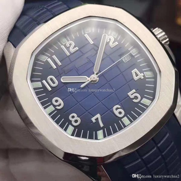 

2019 luxury mens watch aquanaut automatic movement stainless steels case comfortable rubber strap original clasp wristwatches, Slivery;brown