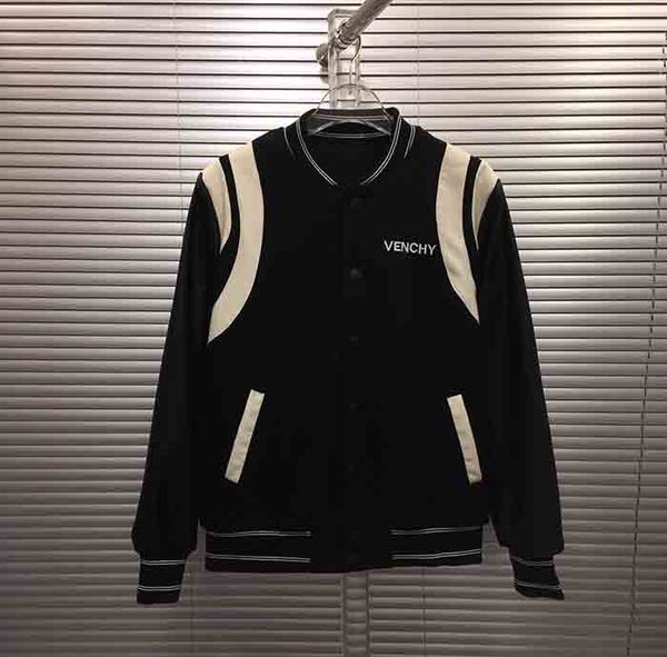 

20ss ins mens jacket pu faux leather cotton coat splice embroidery metal zipper long sleeve men women 6690, Black;brown