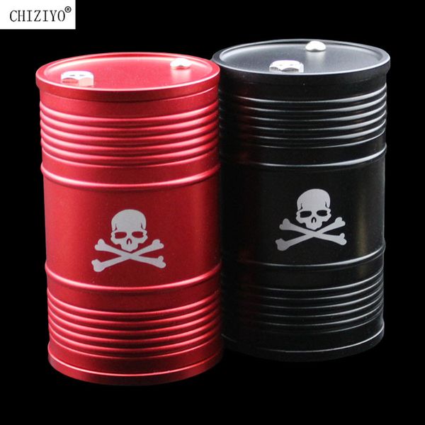 

black red aluminum alloy skull car home ashtray interior accessories oil drum shape smoke ash holder drop shiipping chiziyo