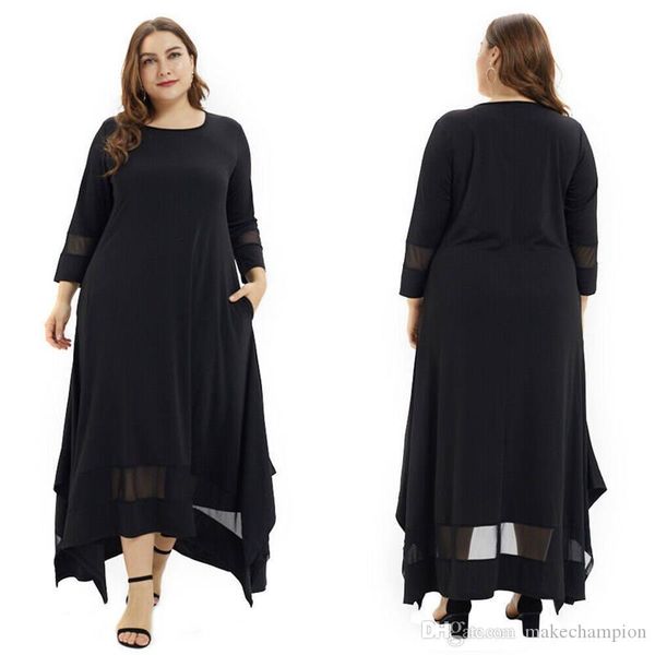 

muslim womens designer dresses three quarter sleeve womens dresses plus size solid color womens clothing, Black;gray