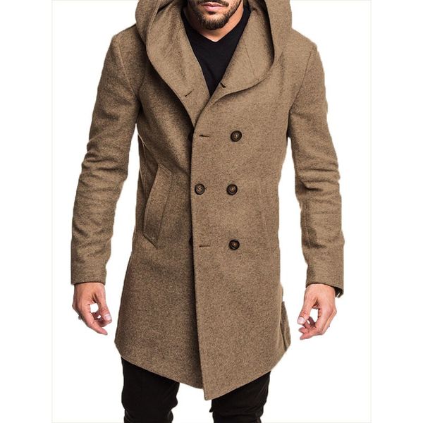 

zogaa 2019 fashion mens trench coat jacket spring autumn mens overcoats casual solid color woolen trench coat for men clothing, Tan;black