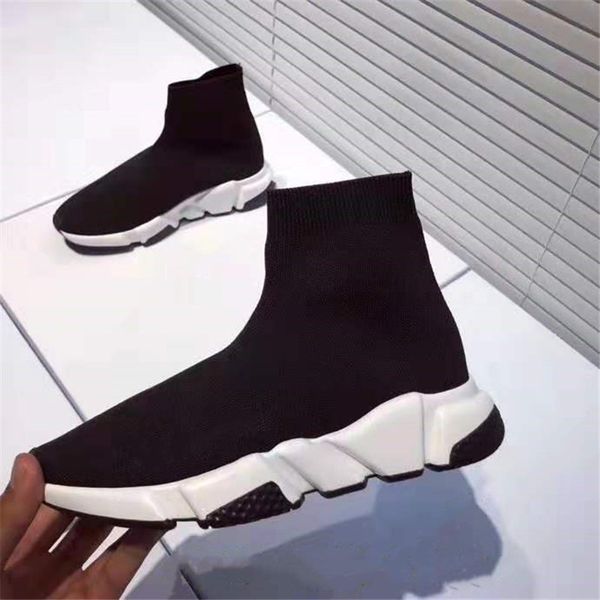 

new paris speed trainers ultra light knit sock shoe runner shoes sock triple trainers men women casual shoes with box, Black