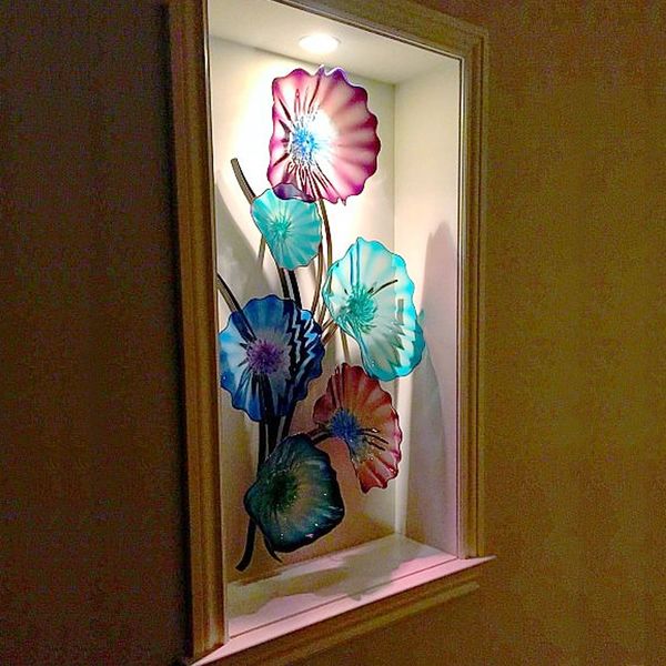 

hand blown murano glass elegant tiffany stained hanging plates dale chihuly style multi color glass art modern art deco designer lamps