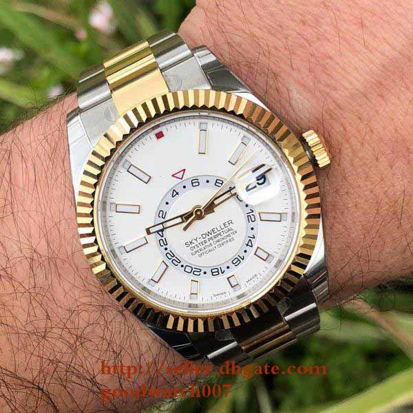 

box 2019 mens superlative 42mm 326933 white dial sky-dweller gmt workin asia 2813 movement mechanical automatic mens watches, Slivery;black