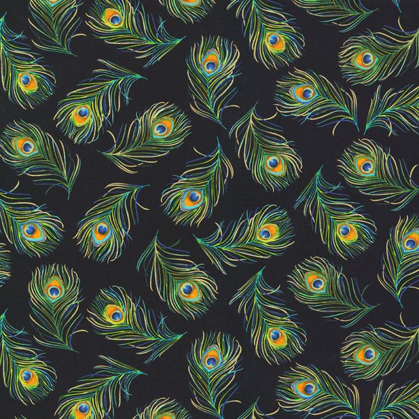 

peacock feathers vintage fabric retro style fabric calico printed cotton for diy bag 1 order=50cm*140cm, Black;white