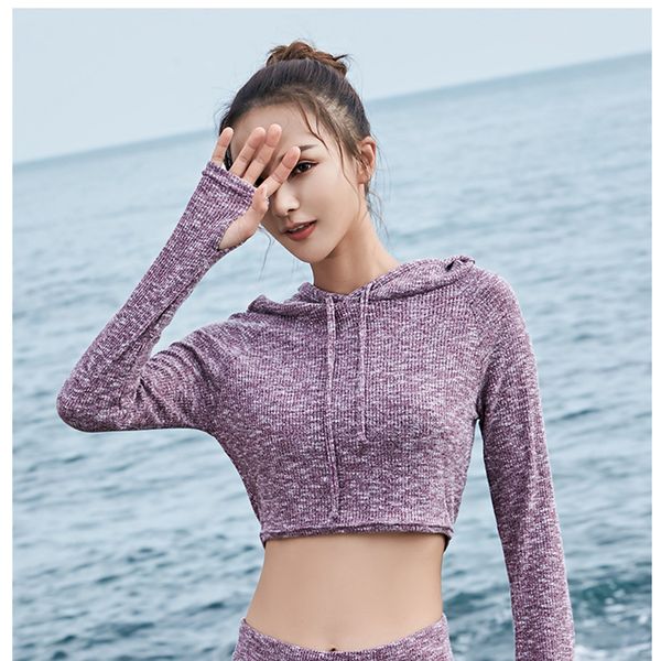 

autumn and winter knitted short lady's sport sweatshirts hoodies yoga running sports long-sleeve jacket, Black;red