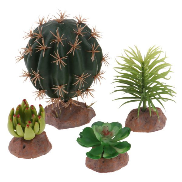 

4lots plants aquarium ornament landscaping for reptiles hidden place