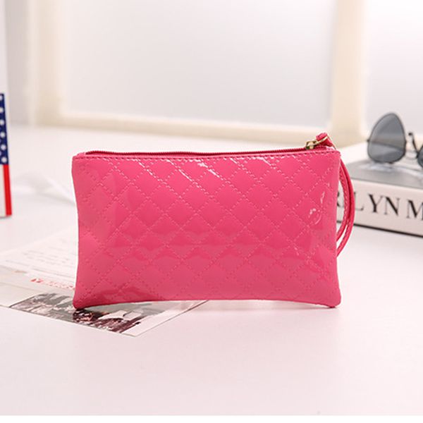 

women's wallet pu leather fashion coin purse mobile phone key storage bag hand bag cosmetic portable zipper billetera, Red;black