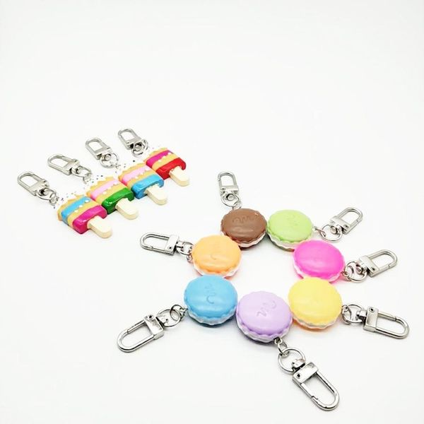 

simulation resin ice cream key ring lovely student bag pendant fashion car keychain for women ornament, Silver