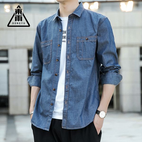 

men's long sleeve shirt cotton youth cloth slim casual fang niu zi shirt men's fashion coat wholesale, White;black