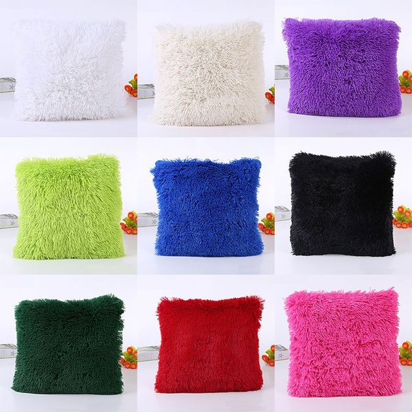 

43*43cm pillow case plush glamour square pillow case cushion cover office home sofa car decoration 14 color dhl fa2178