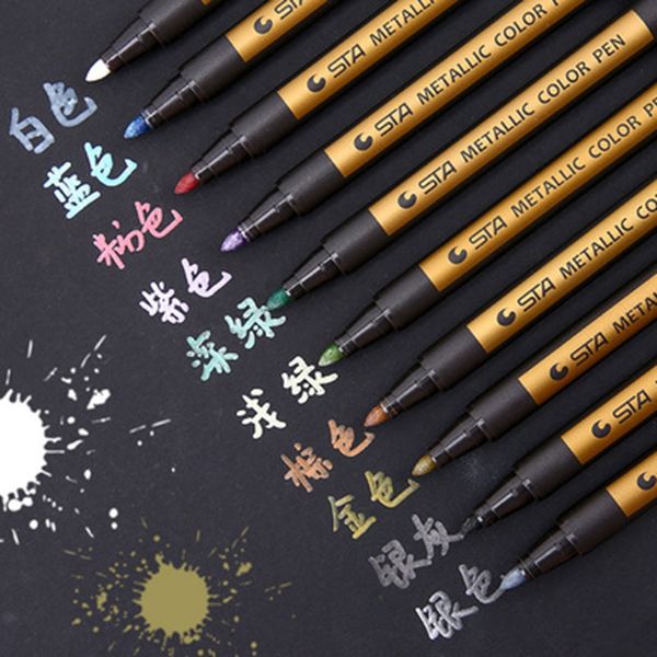 

sta 8151 colored metallic water-based marker 10 colors black card highlight pen diy paint highlighter graffiti/writing pen