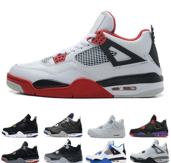 

4 4s basketball shoes men pure money white cement black cat bred royalty raptors fire red mens trainers sports sneakers size 8-13