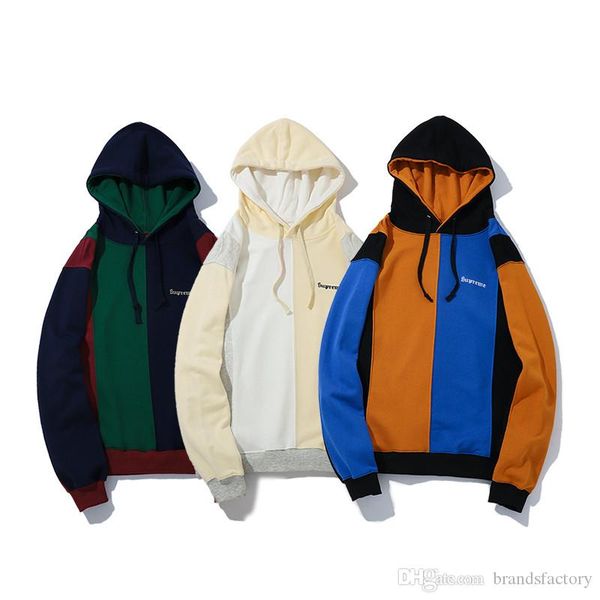 

дизайнер толстовка мода пиджаков триколор контраст цвет вскользь фирменный пуловер толстовка для мужчин, Black