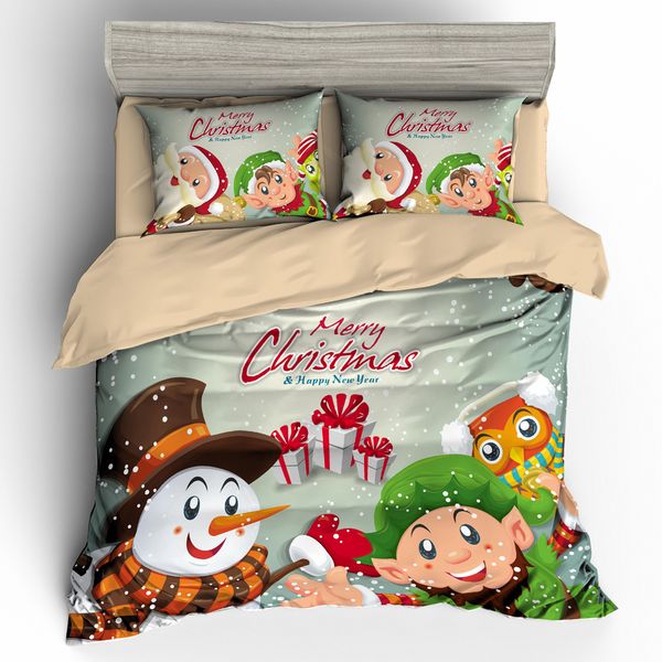 

merry christmas kid bed linens set cartoon cute pet dogs cats bedclothes children christmas gift santa clause duvet cover set