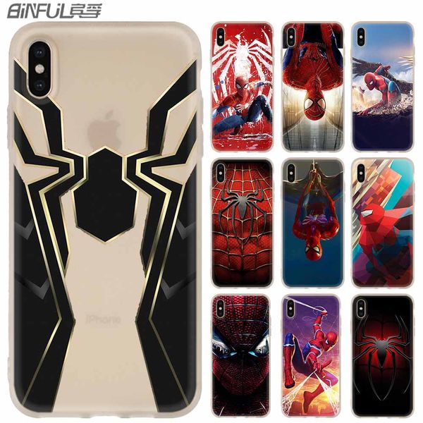 

phone cases luxury silicone soft cover for iphone xi r 2019 x xs max xr 6 6s 7 8 plus 5 4s se coque spiderman marvel superheroes pattern