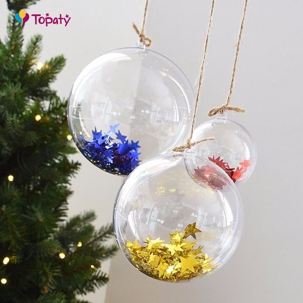 

5pcs/lot 4-8cm oblate shape window display christmas ball decorations xmas tree ornaments transparent hanging wedding decoration